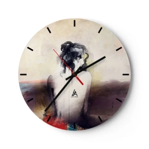 Nástěnné hodiny - Jemné linie, oválné tvary - 40x40 cm