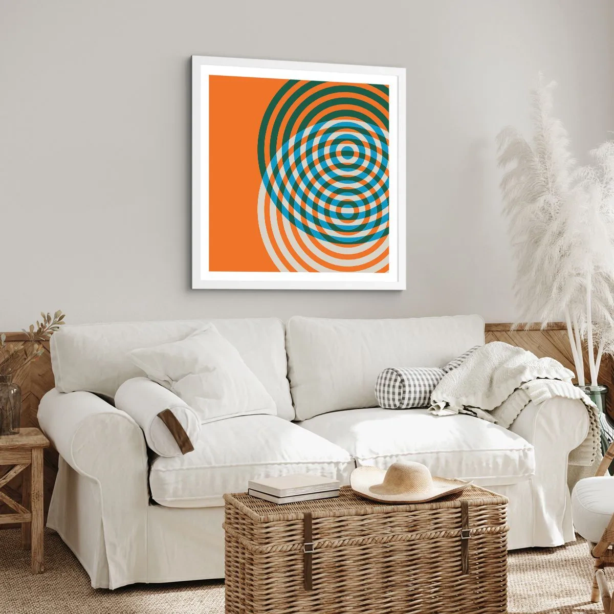 Plakát v bílém rámu - Abstraktní kruhová variace - 60x60 cm
