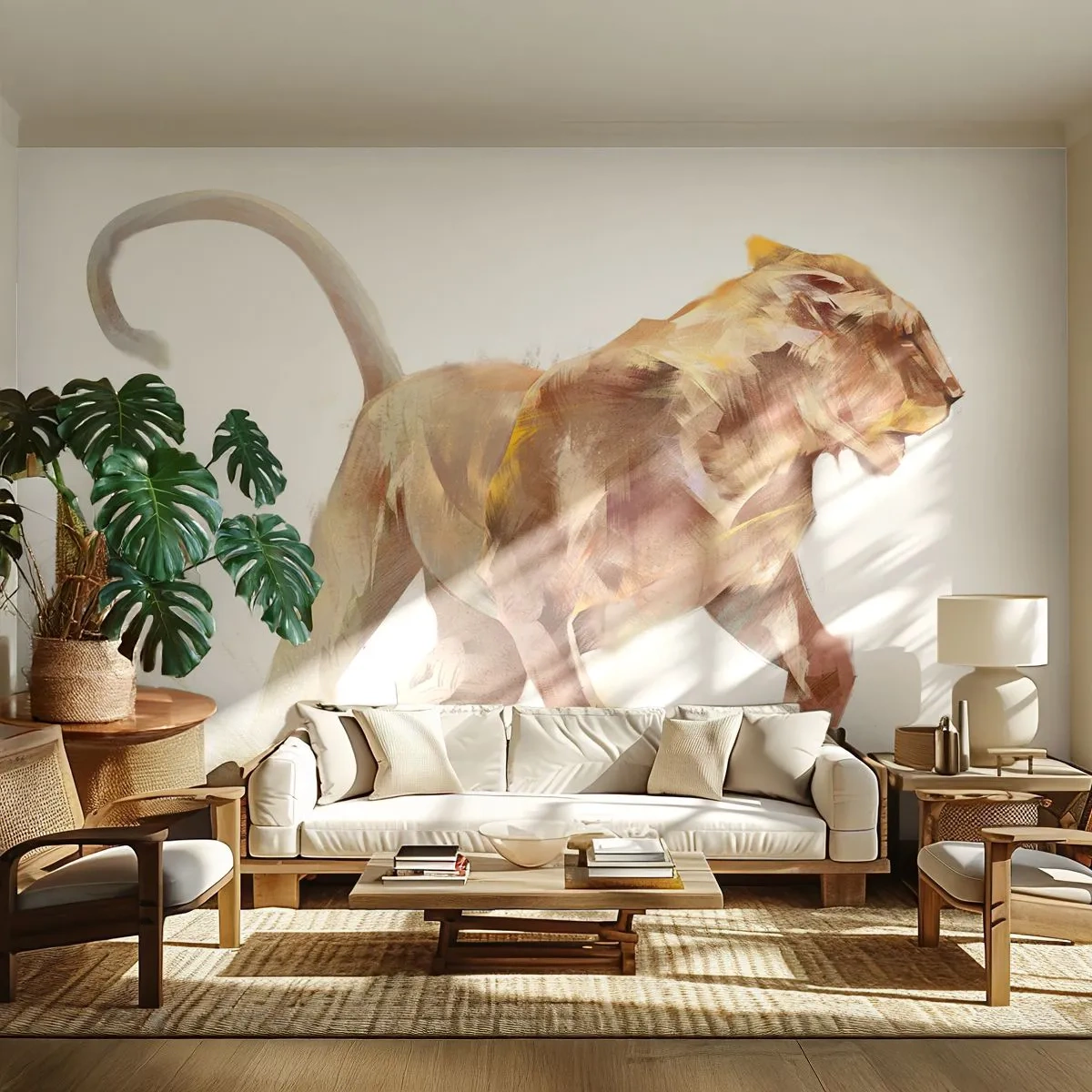 Fototapeta Samolepicí Deluxe Sticker - Divoká elegance - Zvířata, Lev, Abstrakce - 150x105 cm