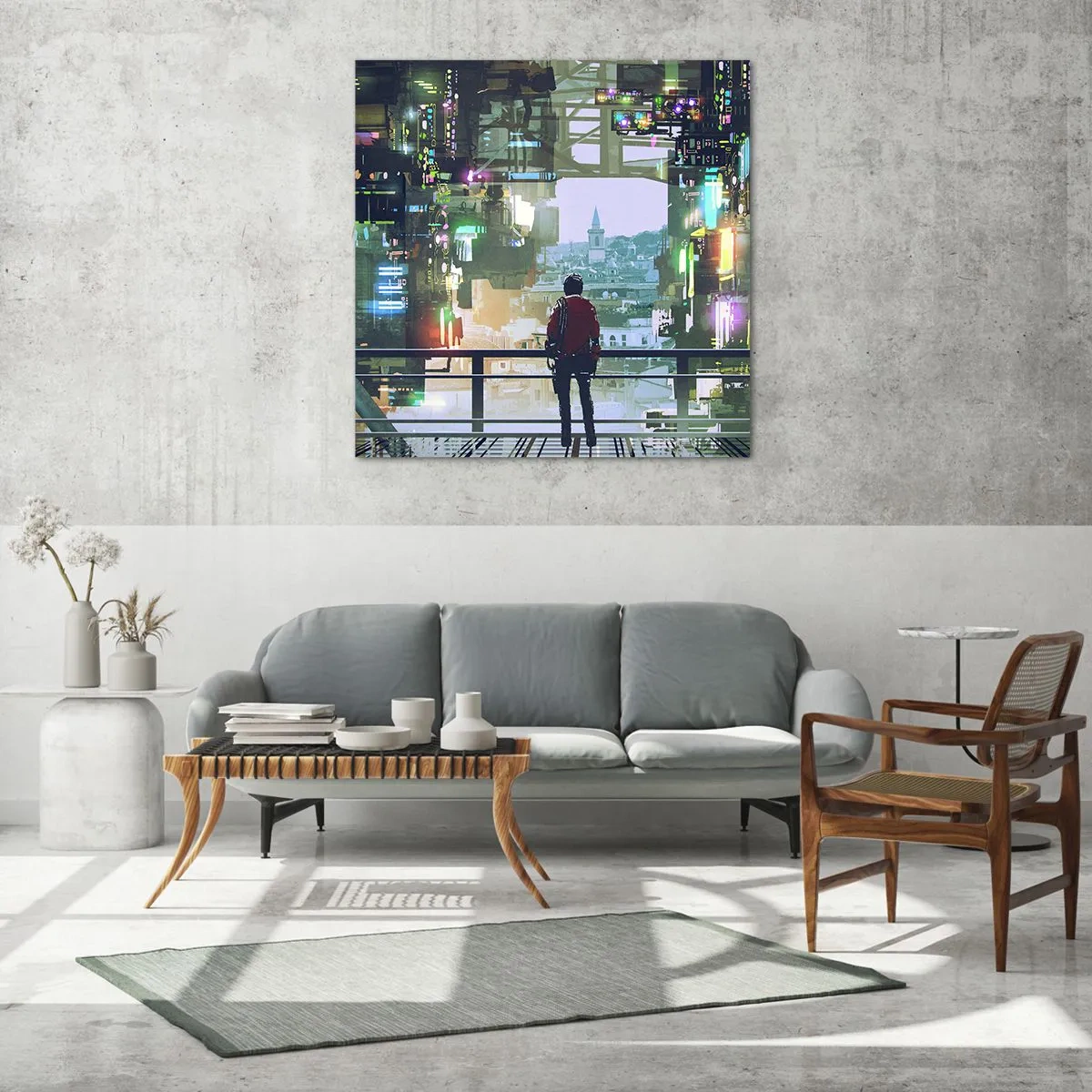 Obraz na skle - Dva světy - 70x70 cm