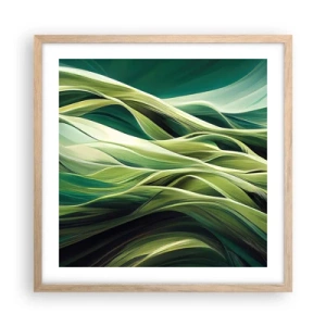 Plakát v rámu světlý dub - Abstraktní hra na zelenou - 50x50 cm