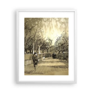 Plakát v bílém rámu - Pírkem zastavený okamžik - 40x50 cm