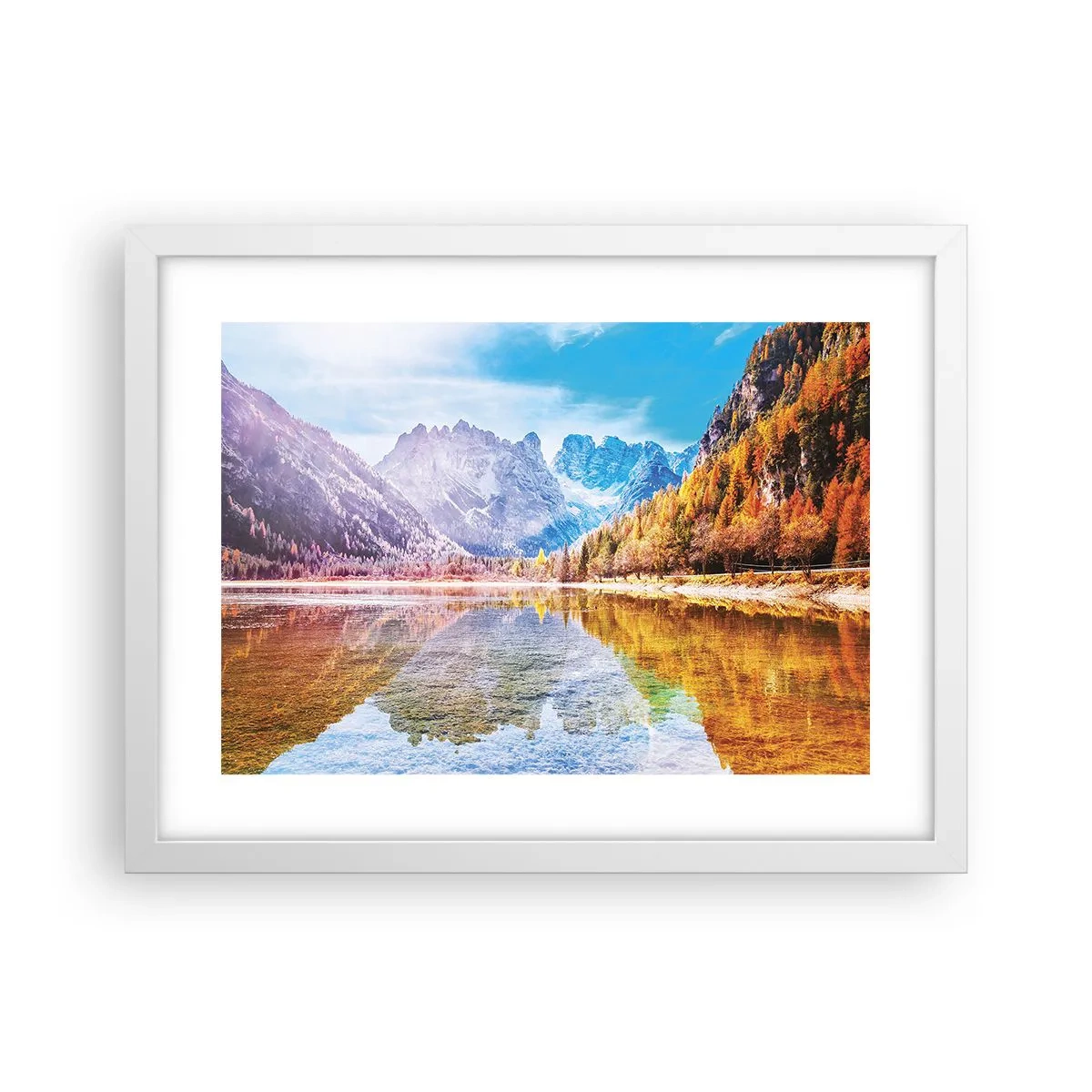 Plakát v bílém rámu - A v horách už je podzim - 40x30 cm