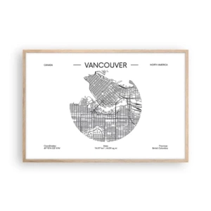 Plakát v rámu světlý dub - Anatomie Vancouveru - 91x61 cm