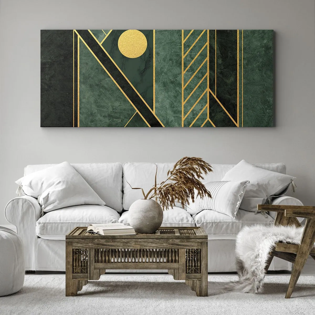 Obraz na plátně - Dynamika zlata a lazuritu - 160x50 cm