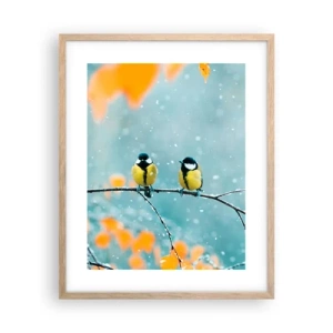 Plakát v rámu světlý dub - Ptačí drby - 40x50 cm