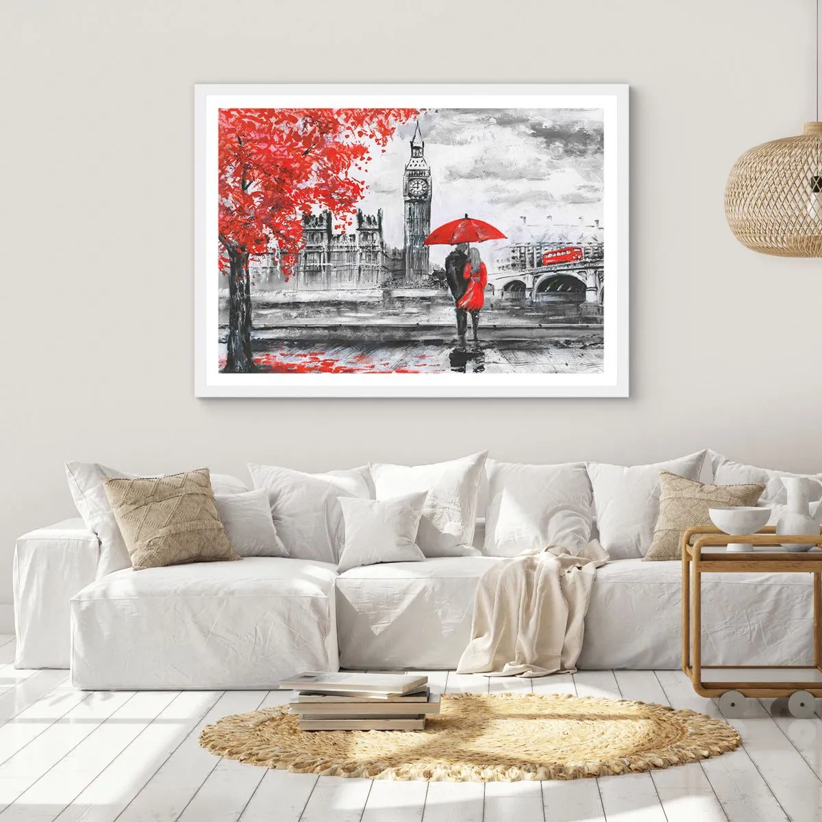 Plakát v bílém rámu - Zamilování do Londýna - 91x61 cm