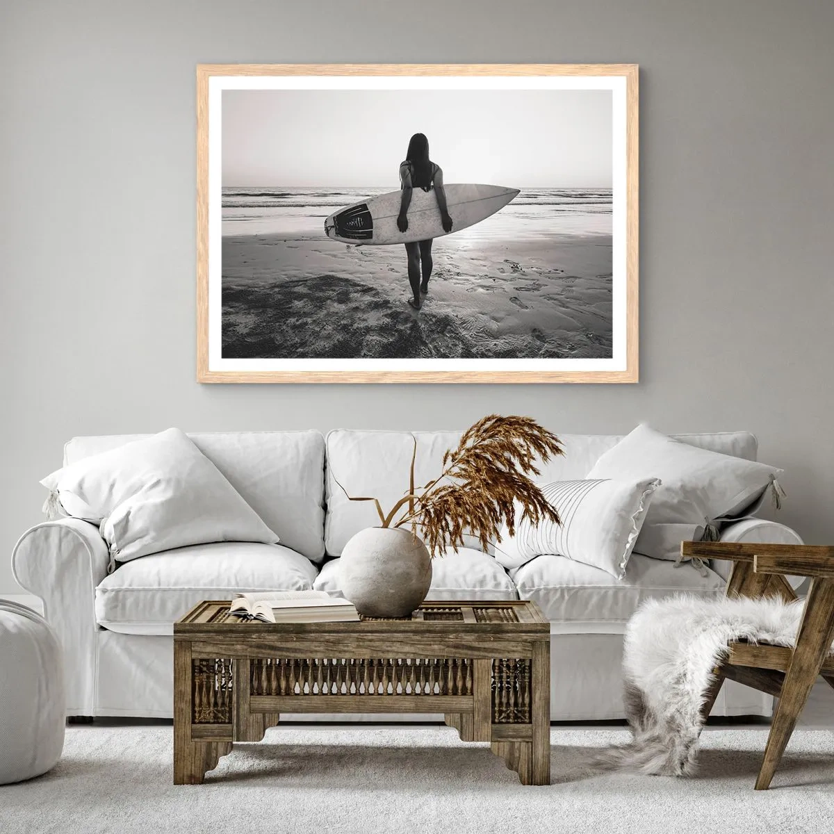 Plakát v rámu světlý dub - Dcera mořské vlny - 70x50 cm