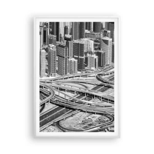 Plakát v bílém rámu - Dubaj – nemožné město - 70x100 cm