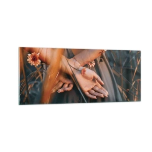 Obraz na skle - Propojená s přírodou - 100x40 cm
