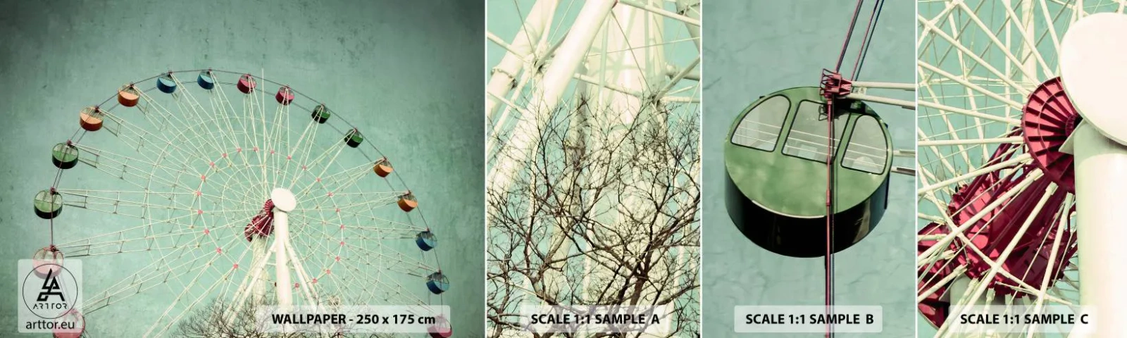 Fototapeta Vzorek Standard Eco - Zveme vás k zábavě - Ruské kolo, Kolotoč, Vinobraní - 100x30 cm