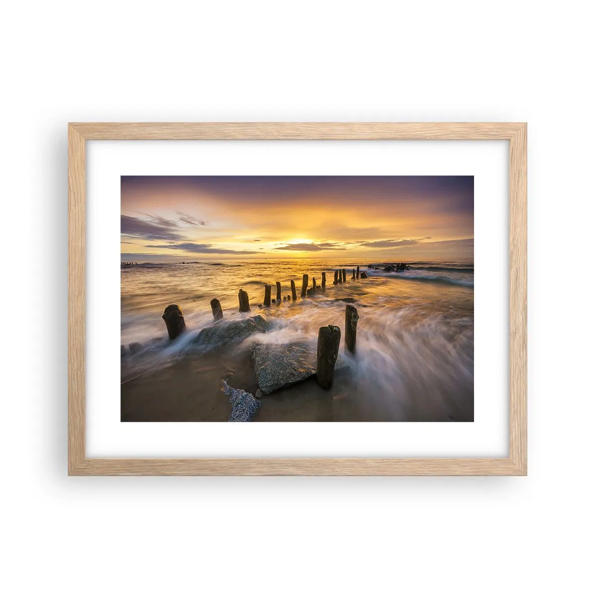 Plakát v rámu světlý dub - Drsná krása Baltského moře - 40x30 cm