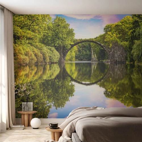 Fototapeta Samolepicí Deluxe Sticker - Na rozhraní dvou světů - Krajina, Řeka, Most - 100x70 cm