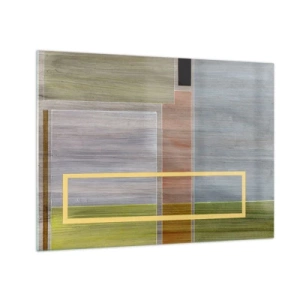 Obraz na skle - Moderní abstrakce s obdélníkovými tvary a zemitými barvami - 70x50cm - Jednoduše a v klidu - Moderní nástěnná dekorace do obývacího pokoje a ložnice ARTTOR