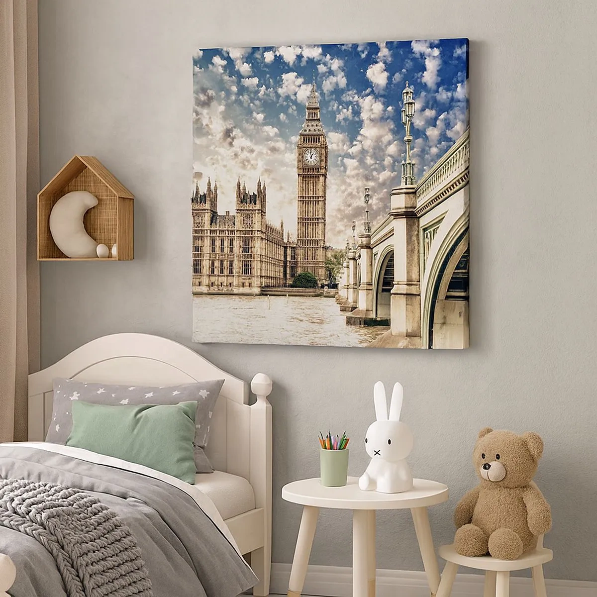 Obraz na plátně - Peřové oblaky nad Temží - 30x30 cm