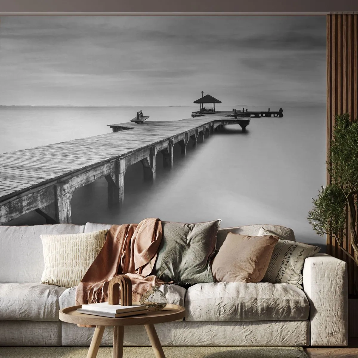 Fototapeta Premium Canvas - Daleko od nás - Krajina, Moře, Dřevěný most - 250x175 cm