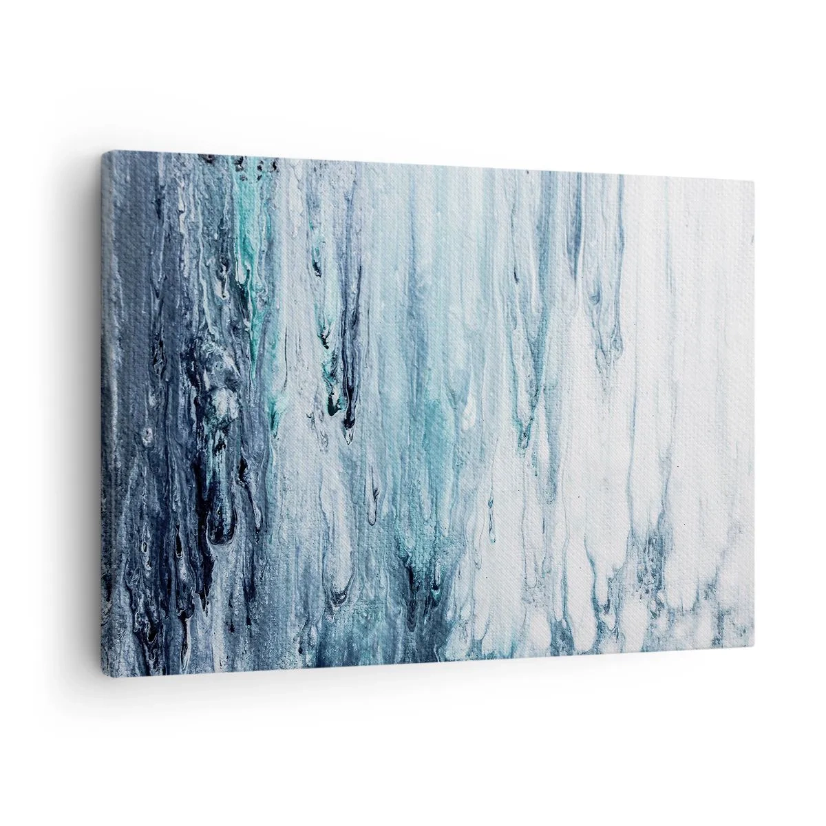 Obraz na plátně - Abstraktní modré a bílé pruhy připomínající rampouchy - 70x50cm - Modré rampouchy - Moderní nástěnná dekorace do obývacího pokoje a ložnice ARTTOR