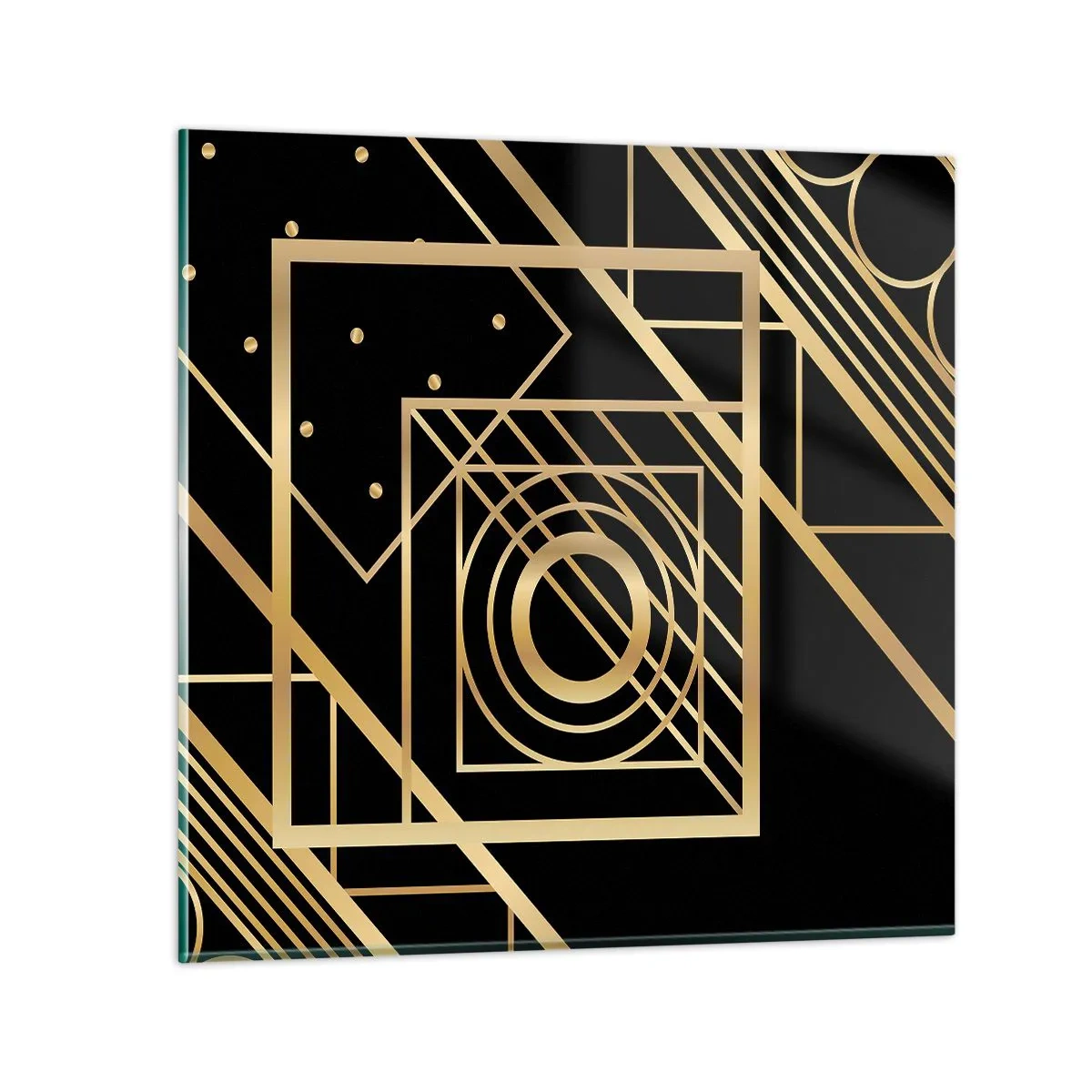 Obraz na skle - Zlatá geometrie - 40x40 cm