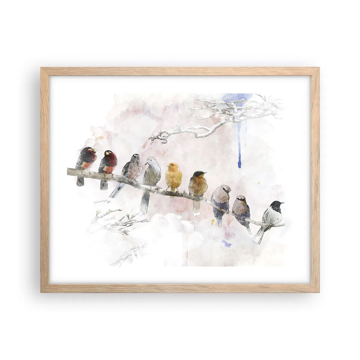 Plakát v rámu světlý dub - Okřídlené setkání - 50x40 cm