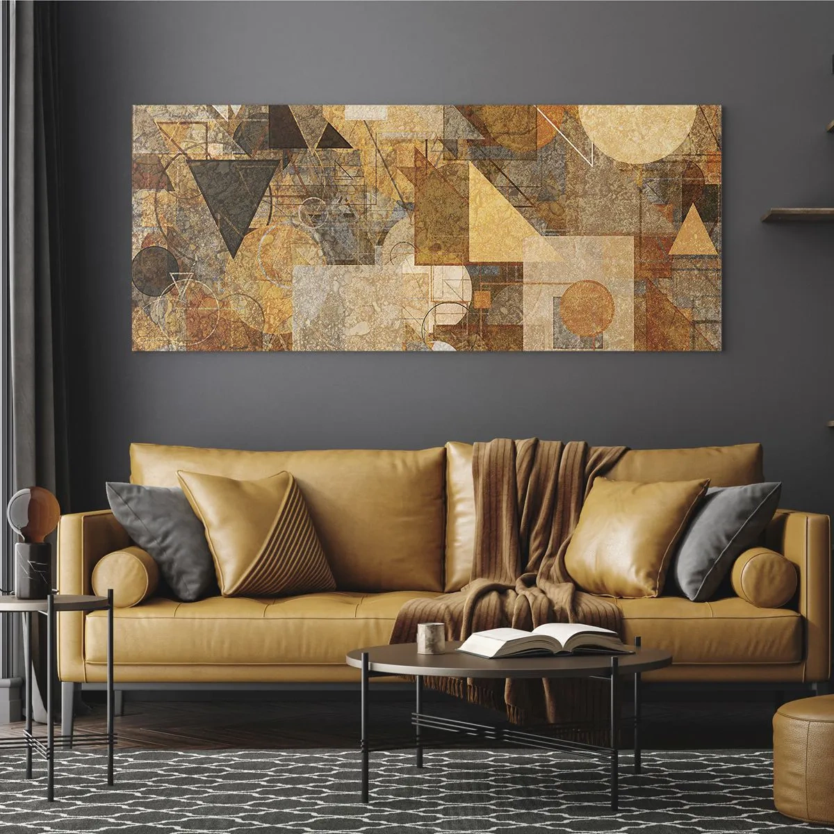 Obraz na skle - Kubistická bronzová studie - 100x40 cm