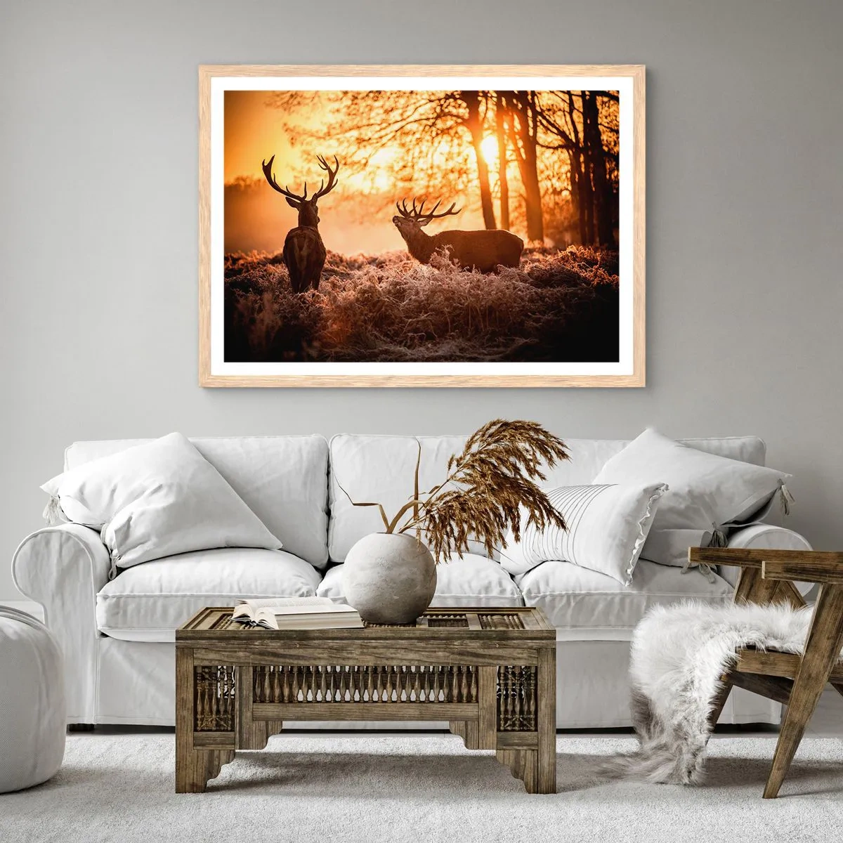 Plakát v rámu světlý dub - Sen myslivce - 70x50 cm