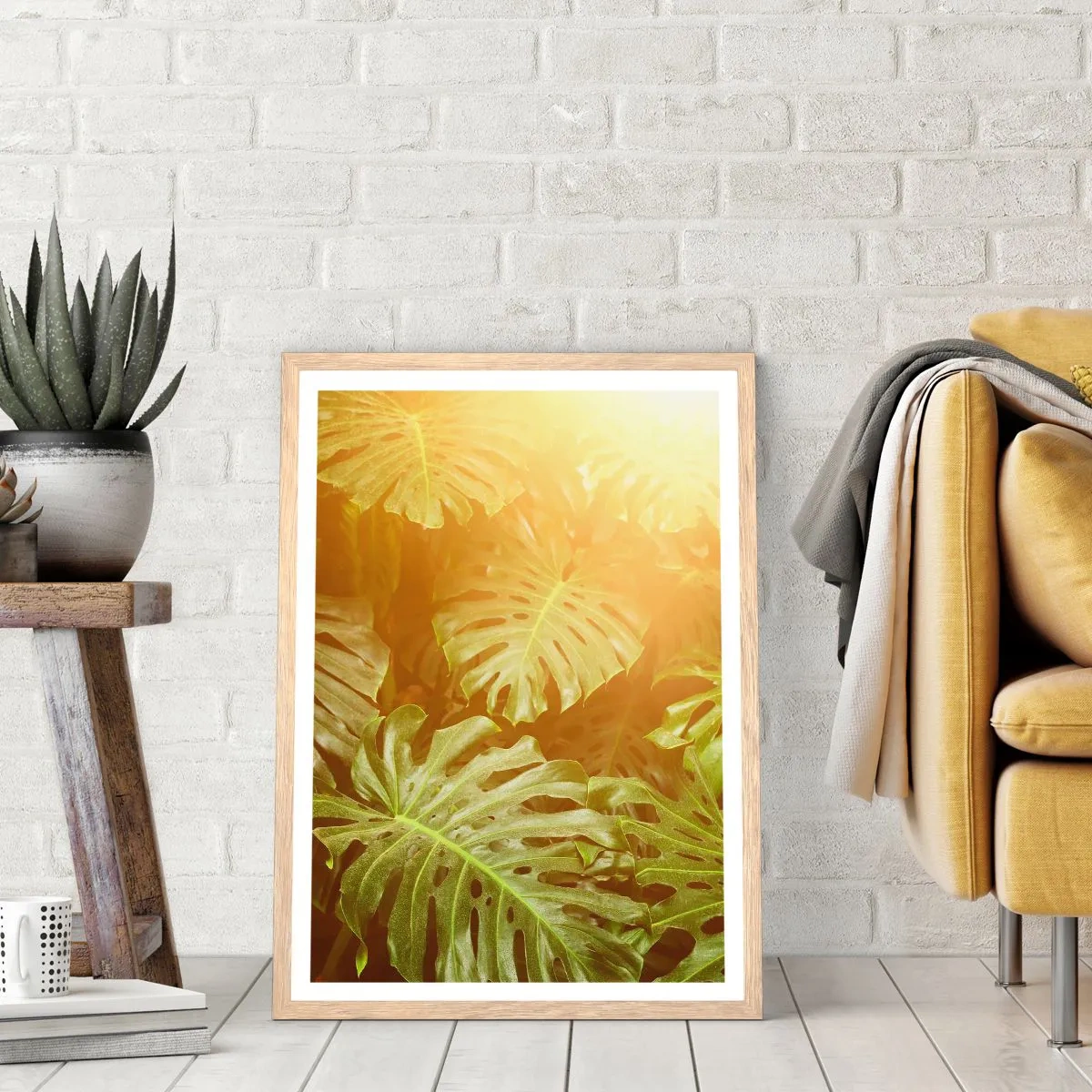 Plakát v rámu světlý dub - Vstoupit do zeleně… - 61x91 cm