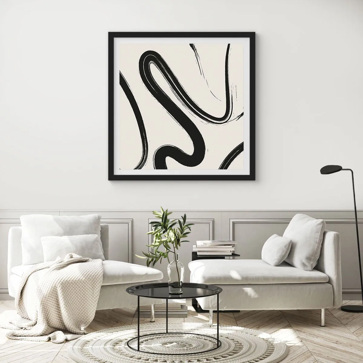 Plakát v černém rámu - Černobílý rozmar - 50x50 cm