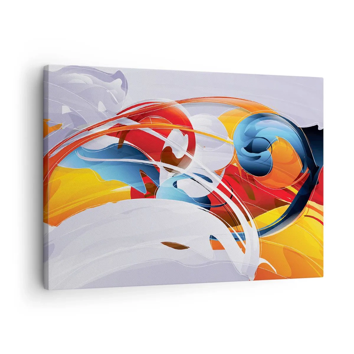 Obraz na plátně - Barevná abstrakce s dynamickými liniemi a živými barvami - 70x50cm - Tanec živlů - Moderní nástěnná dekorace do obývacího pokoje a ložnice ARTTOR