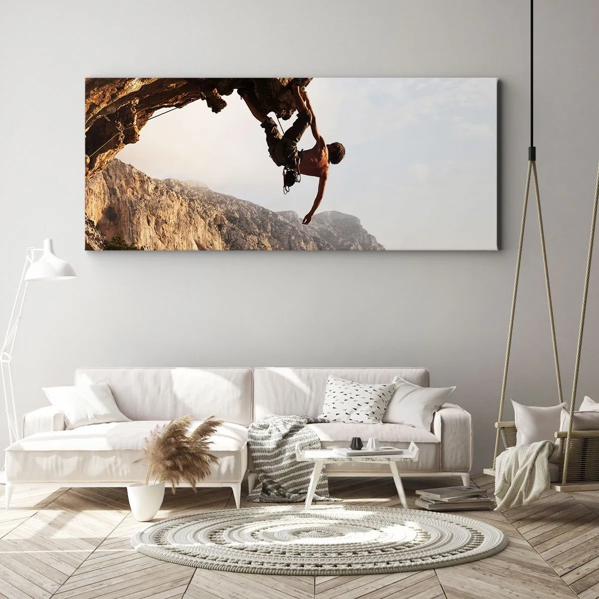 Obraz na plátně - Svět smrsknutý v ruce na sesuvu balvanu - 100x40 cm