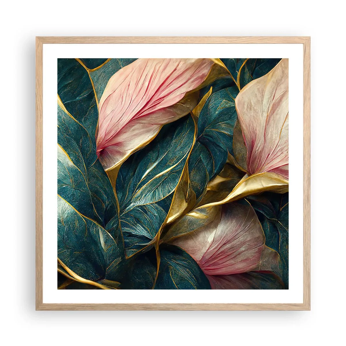 Plakát v rámu světlý dub - Přirozená elegance a styl - 60x60 cm