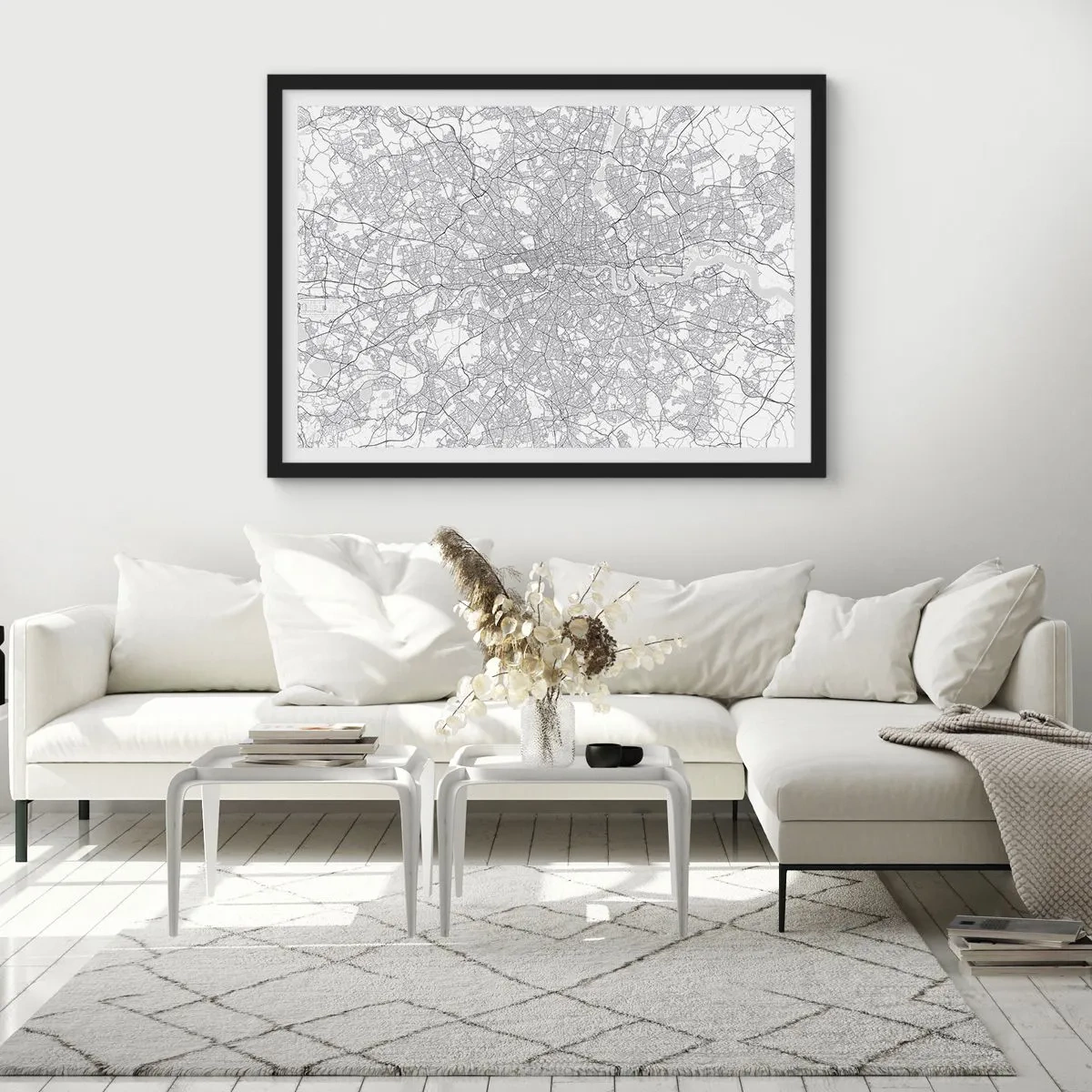 Plakát v černém rámu - Mapa londýnského labyrintu - 100x70 cm