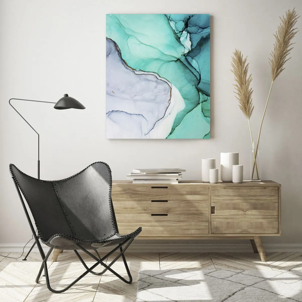 Obraz na skle - Studie v tyrkysové - 50x70 cm