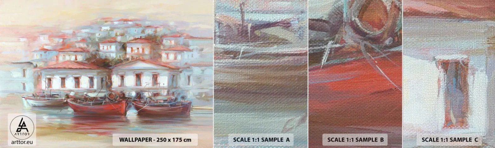 Vzor Fototapety Premium Canvas - Šťastné městečko - Architektura, Plachetnice, Přístav - 100x30 cm