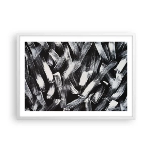 Plakát v bílém rámu - Abstrakce v industriálním duchu - 70x50 cm
