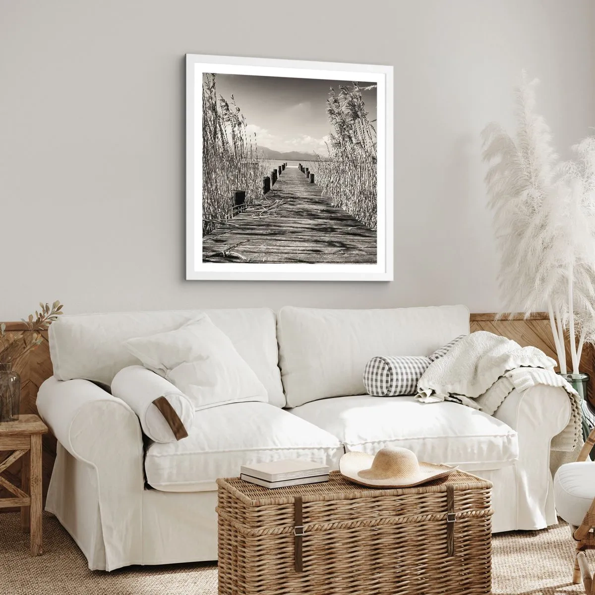 Plakát v bílém rámu - V ústraní travin - 50x50 cm