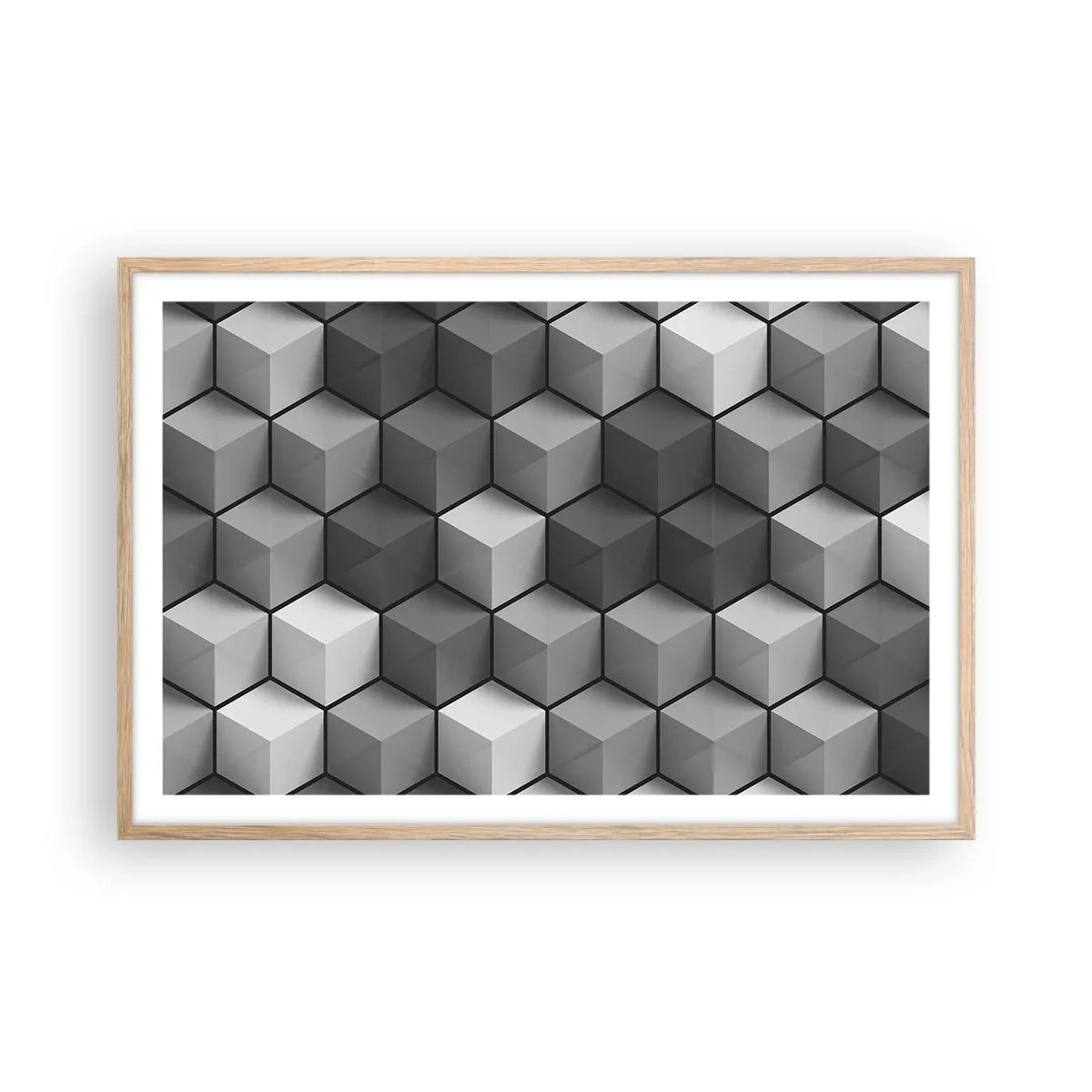 Plakát v rámu světlý dub - Kubistické puzzle - 91x61 cm
