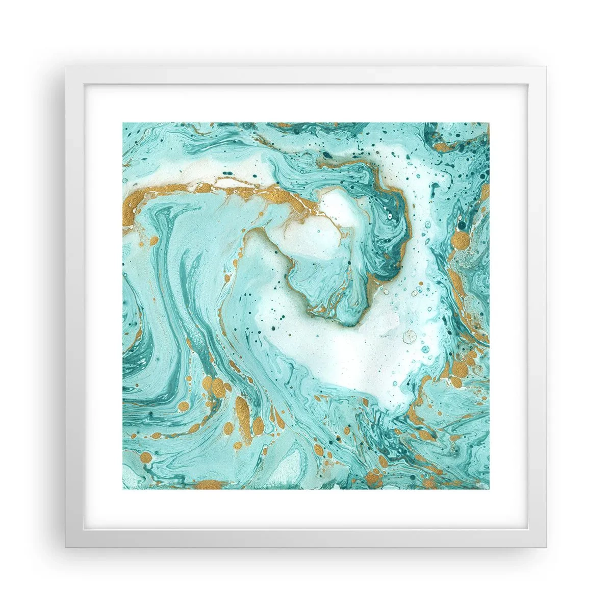 Plakát v bílém rámu - Pod velkou vlnou z epochy Edo - 40x40 cm