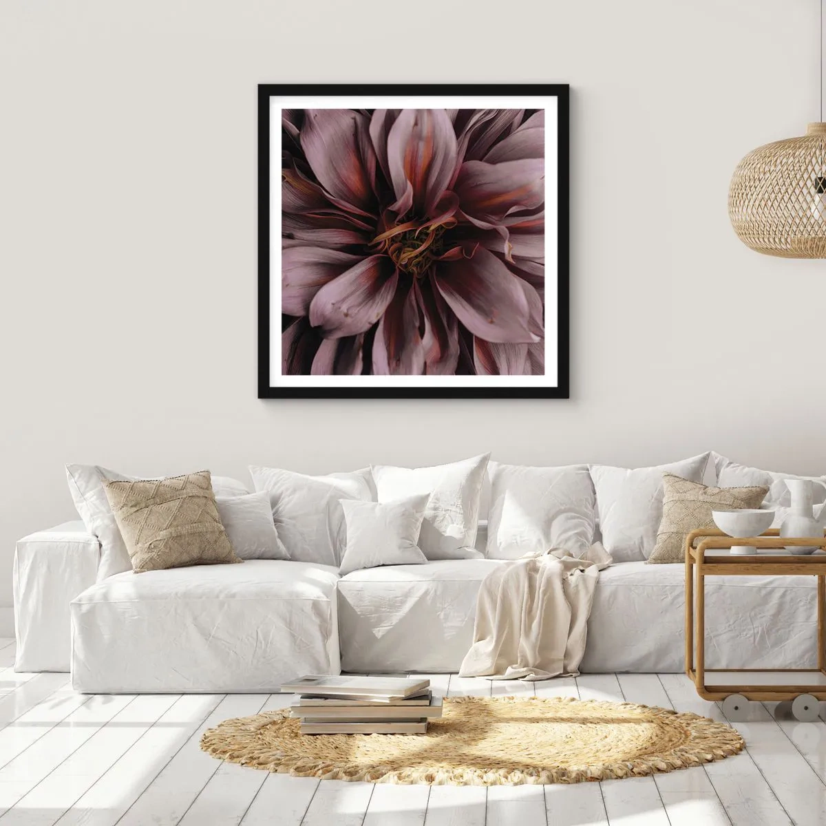 Plakát v černém rámu - Květinové srdce - 60x60 cm