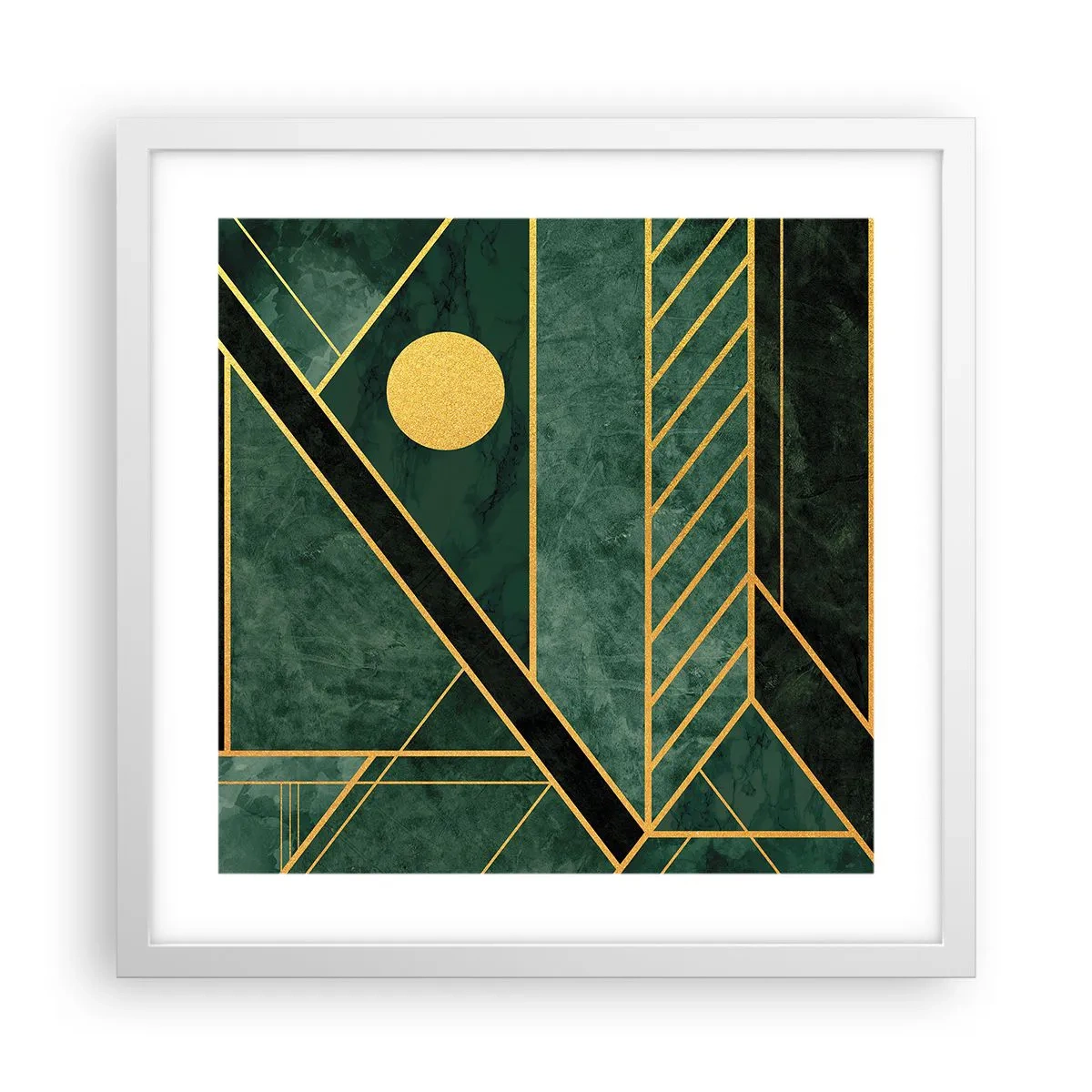 Plakát v bílém rámu - Dynamika zlata a lazuritu - 40x40 cm