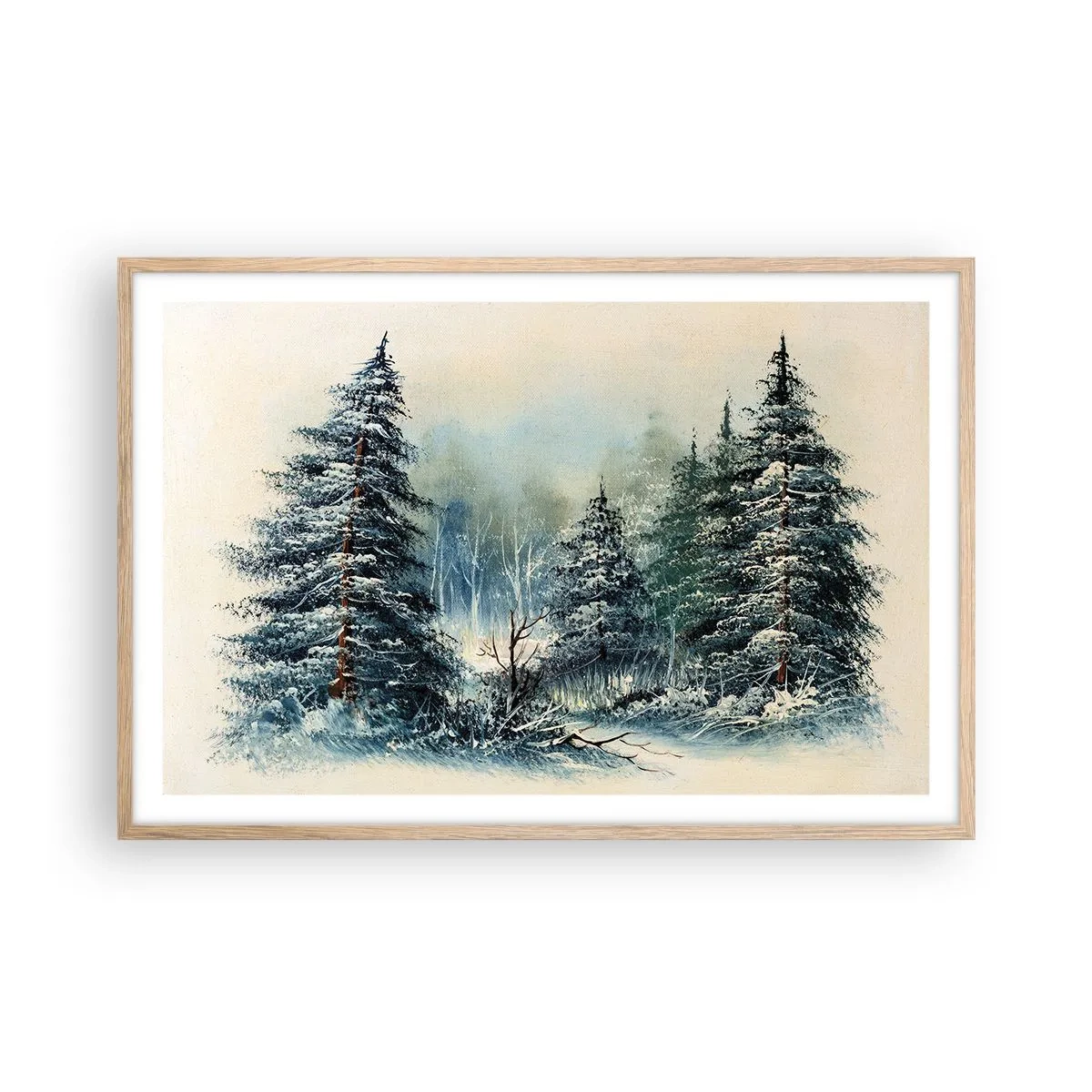 Plakát v rámu světlý dub - Připravení na Vánoce - 91x61 cm