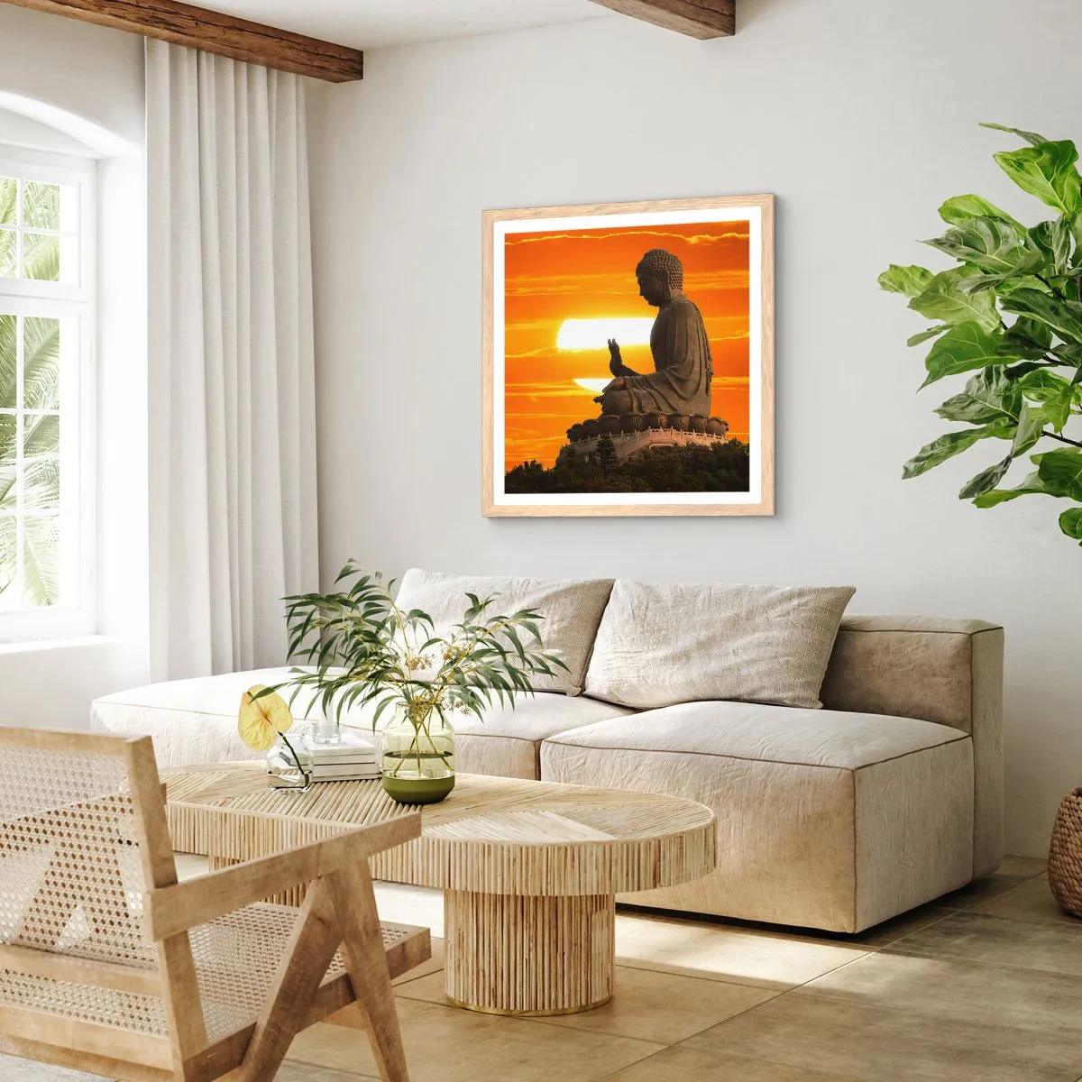 Plakát v rámu světlý dub - Bez strachu ze světa - 50x50 cm