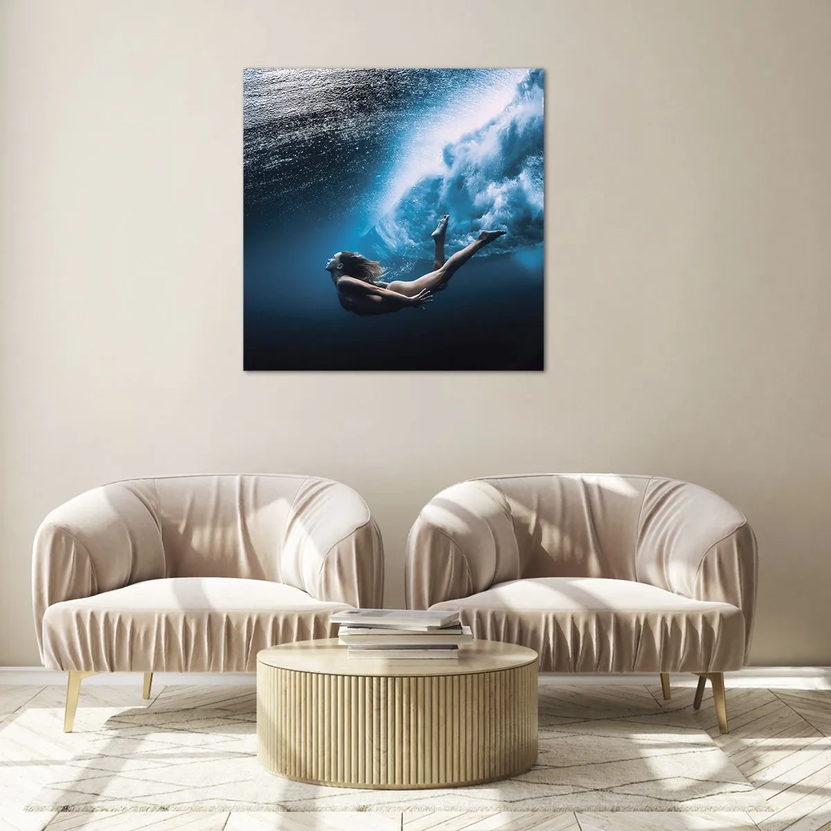 Obraz na skle - Současná mořská panna - 40x40 cm