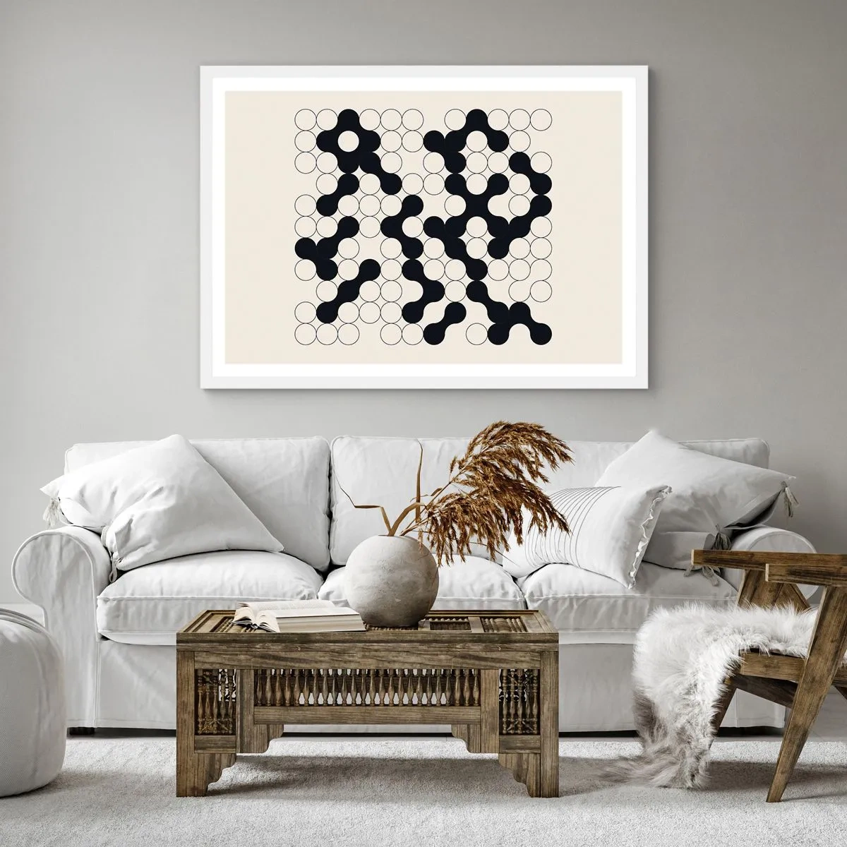 Plakát v bílém rámu - Čínská hra – variace - 40x40 cm