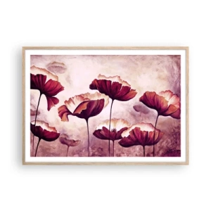 Plakát v rámu světlý dub - Červený a bílý plátek - 100x70 cm