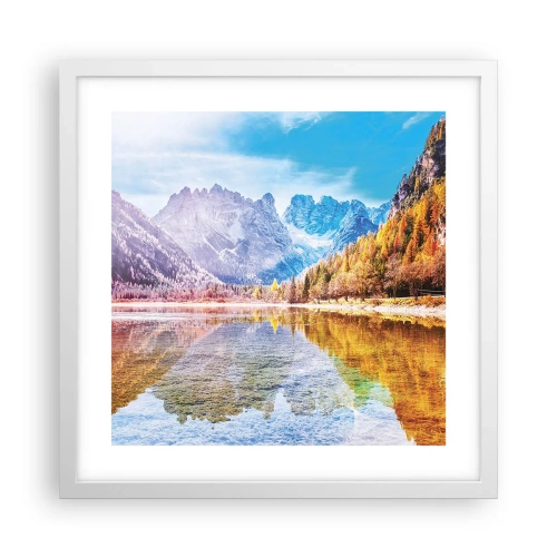 Plakát v bílém rámu - A v horách už je podzim - 40x40 cm