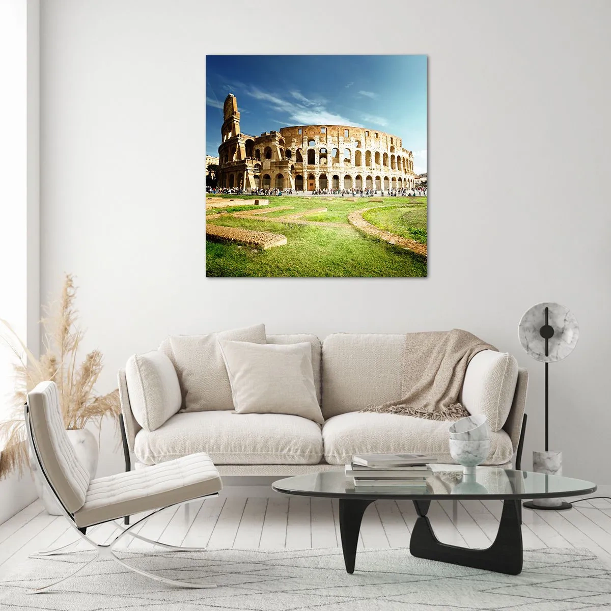 Obraz na skle - Ještě je slyšet chrastění zbraní - 60x60 cm