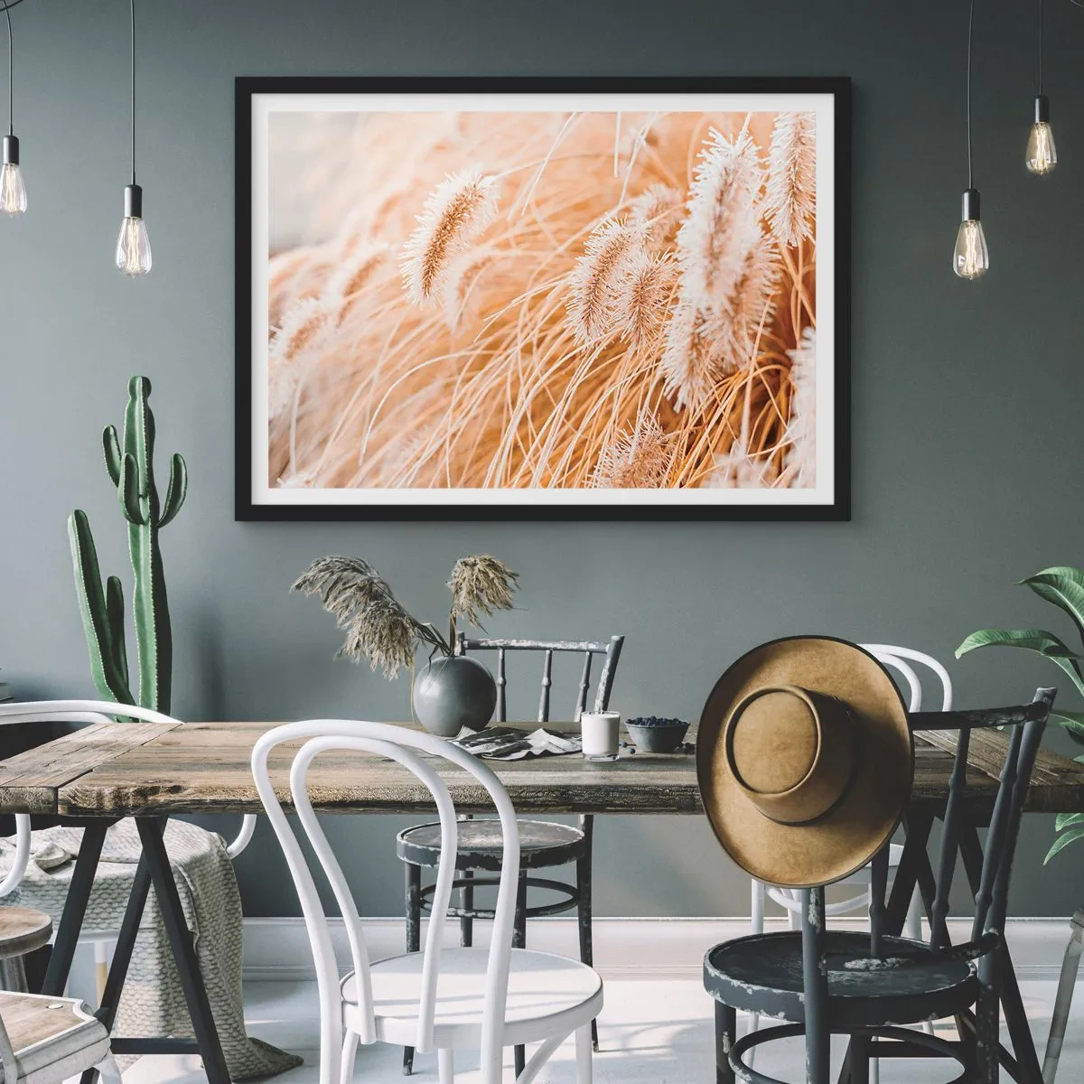 Plakát v černém rámu - Zlaté šustění travin - 70x50 cm