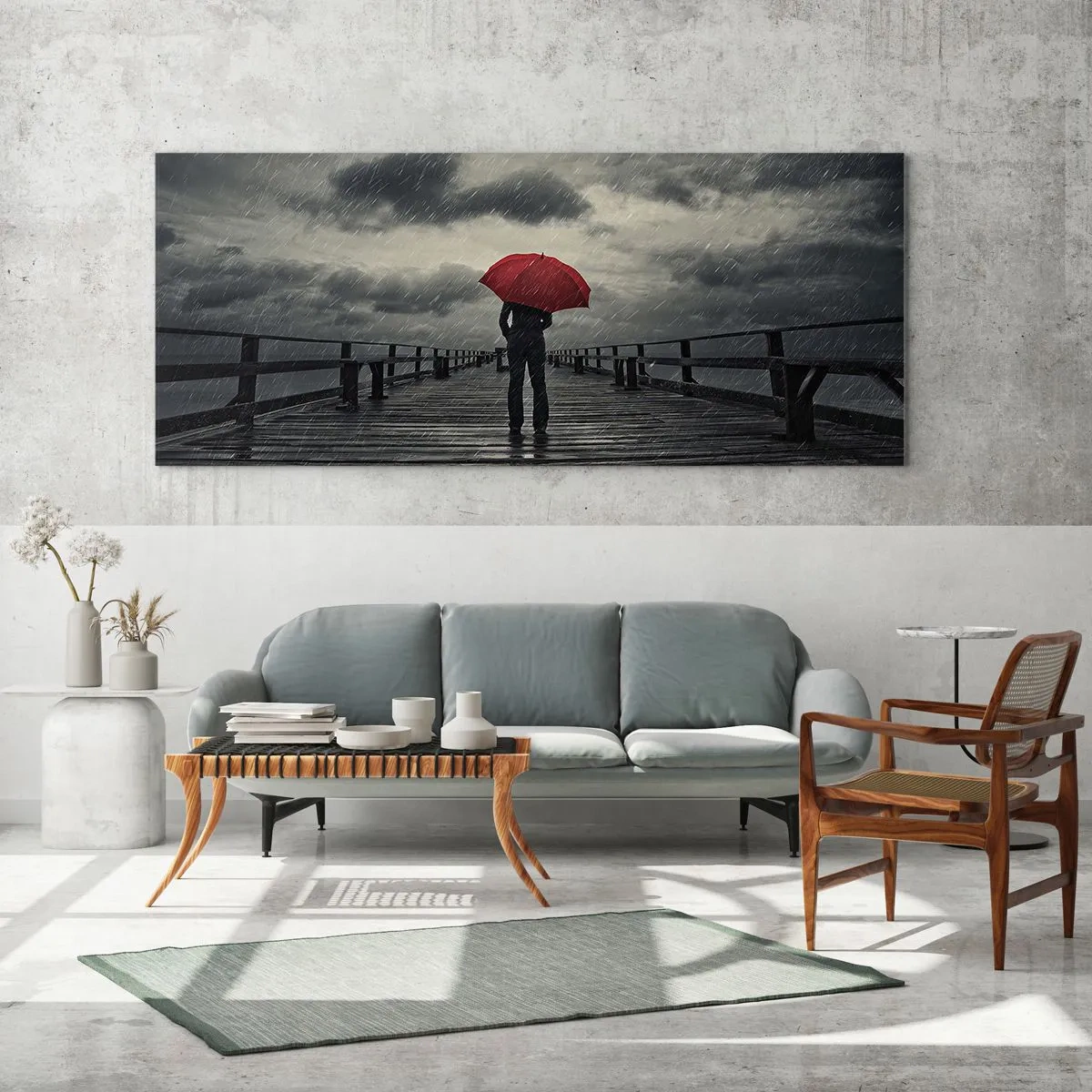 Obraz na skle - Nevadí, že prší - 100x40 cm