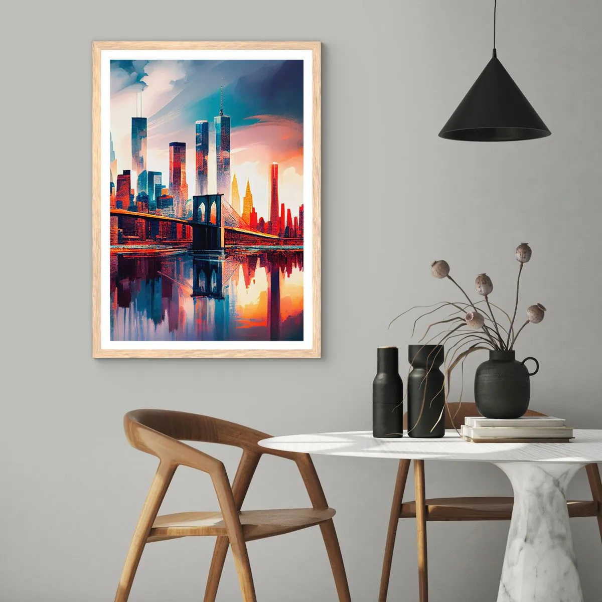 Plakát v rámu světlý dub - Famózní New York - 40x50 cm