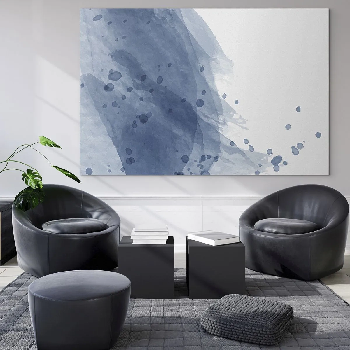 Obraz na skle - Modrý tyl - 100x70 cm